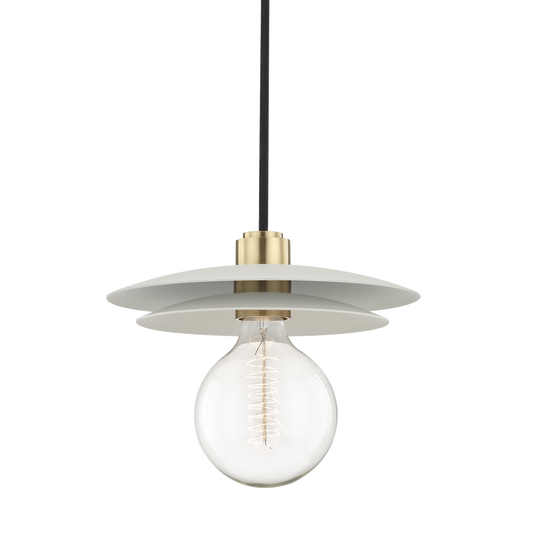 Mitzi 1 Light Pendant in Aged Brass/Soft Off White H175701L-AGB/WH