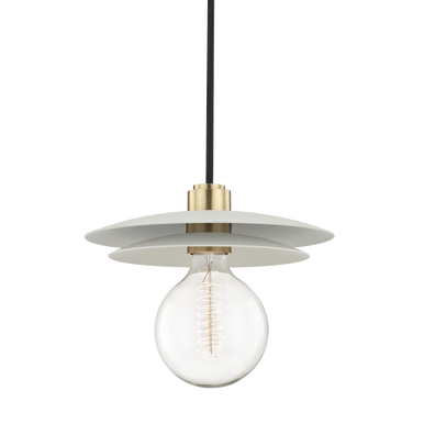 Mitzi 1 Light Pendant in Aged Brass/Soft Off White H175701L-AGB/WH