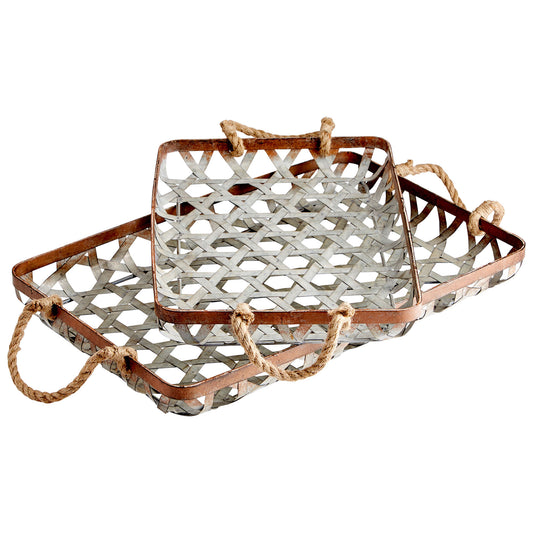 Cyan Design Prismo Trays in Galvanized And Jute - Small 09850