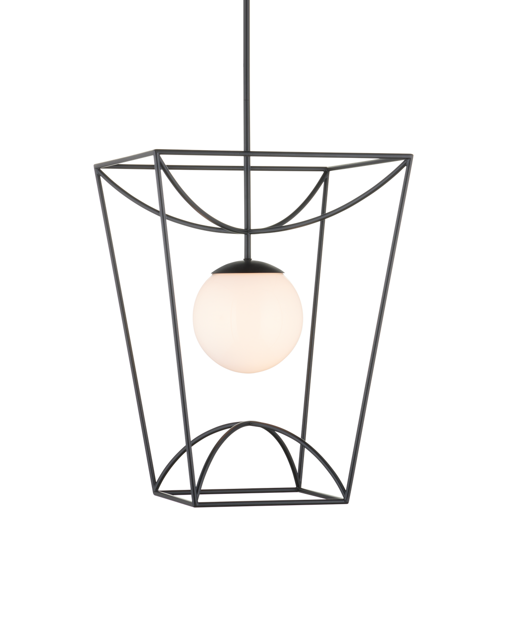 Currey & Co Rochefort Medium Lantern in Black/White 9500-0012