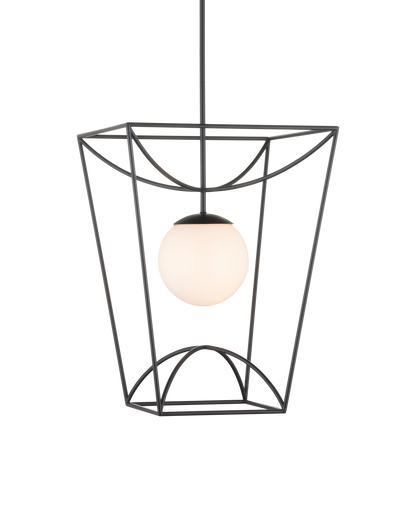 Currey & Co Rochefort Medium Lantern in Black/White 9500-0012