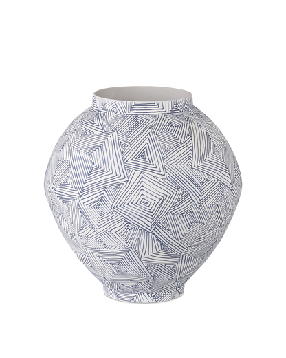 Currey & Co Blue Zag Medium Vase in Blue/White 1200-0867