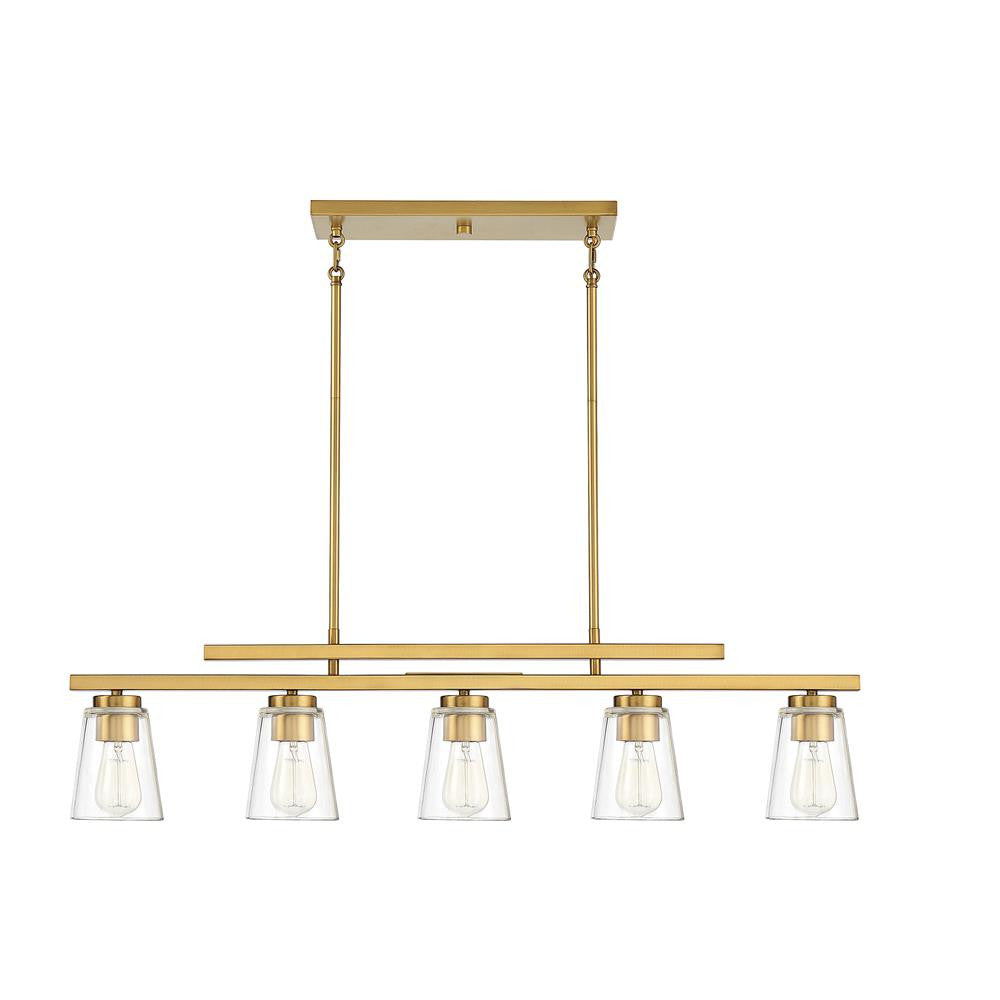 Savoy House Calhoun 5-Light Linear Chandelier in Warm Brass 1-1023-5-322