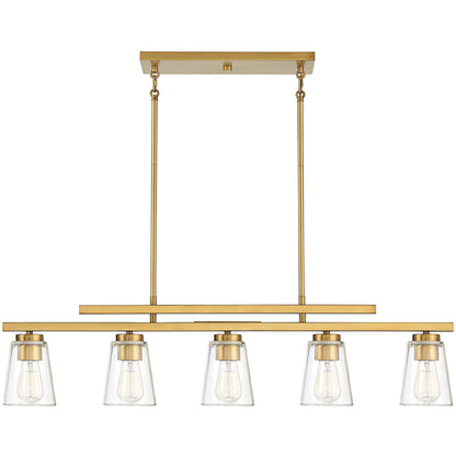 Savoy House Calhoun 5-Light Linear Chandelier in Warm Brass 1-1023-5-322