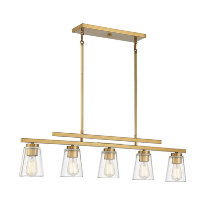 Savoy House Calhoun 5-Light Linear Chandelier in Warm Brass 1-1023-5-322