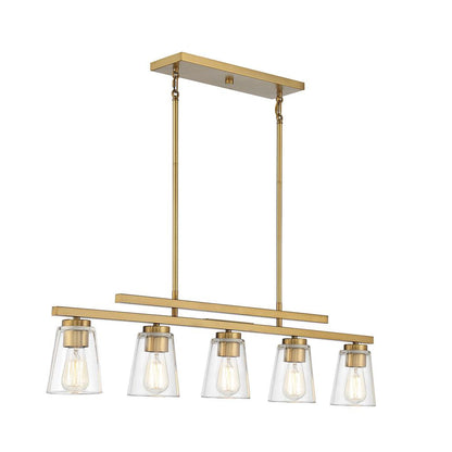 Savoy House Calhoun 5-Light Linear Chandelier in Warm Brass 1-1023-5-322