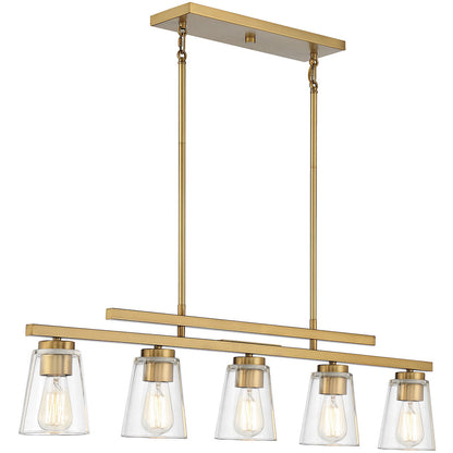 Savoy House Calhoun 5-Light Linear Chandelier in Warm Brass 1-1023-5-322