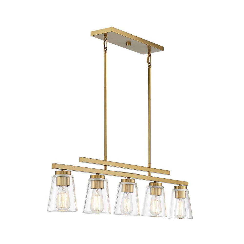 Savoy House Calhoun 5-Light Linear Chandelier in Warm Brass 1-1023-5-322