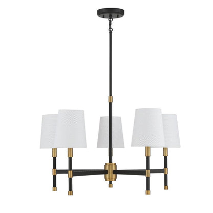 Savoy House Brody 5-Light Chandelier in Matte Black with Warm Brass Accents 1-1630-5-143