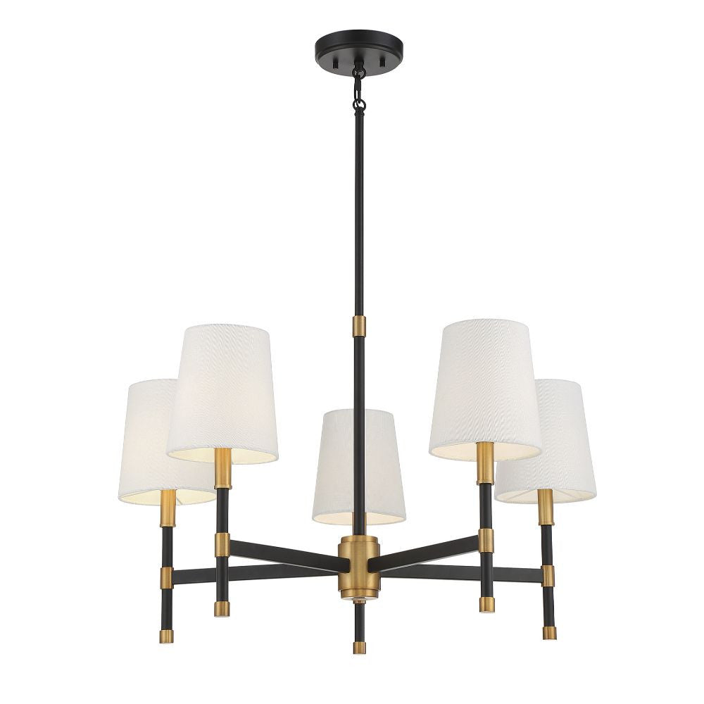 Savoy House Brody 5-Light Chandelier in Matte Black with Warm Brass Accents 1-1630-5-143