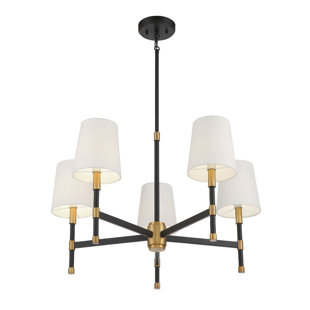 Savoy House Brody 5-Light Chandelier in Matte Black with Warm Brass Accents 1-1630-5-143