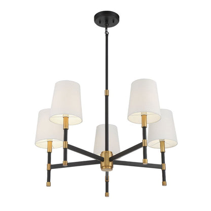 Savoy House Brody 5-Light Chandelier in Matte Black with Warm Brass Accents 1-1630-5-143