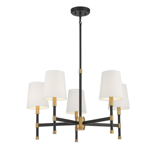 Savoy House Brody 5-Light Chandelier in Matte Black with Warm Brass Accents 1-1630-5-143