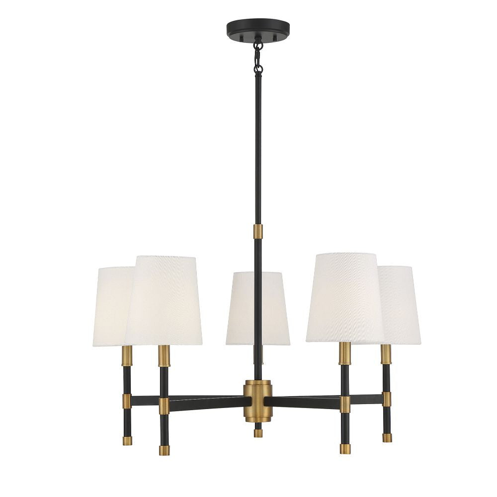 Savoy House Brody 5-Light Chandelier in Matte Black with Warm Brass Accents 1-1630-5-143