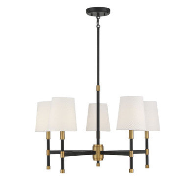 Savoy House Brody 5-Light Chandelier in Matte Black with Warm Brass Accents 1-1630-5-143