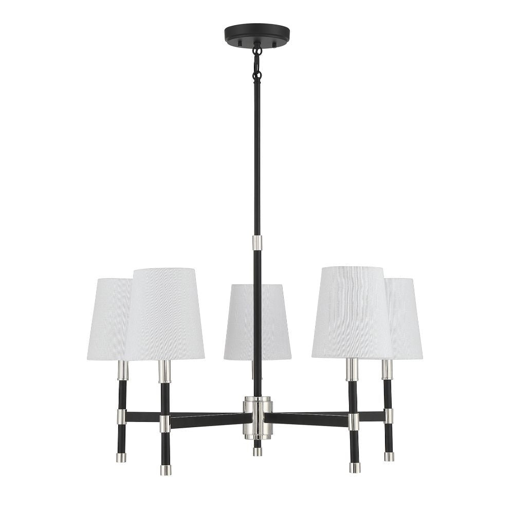 Savoy House Brody 5-Light Chandelier in Matte Black with Polished Nickel Accents 1-1630-5-173