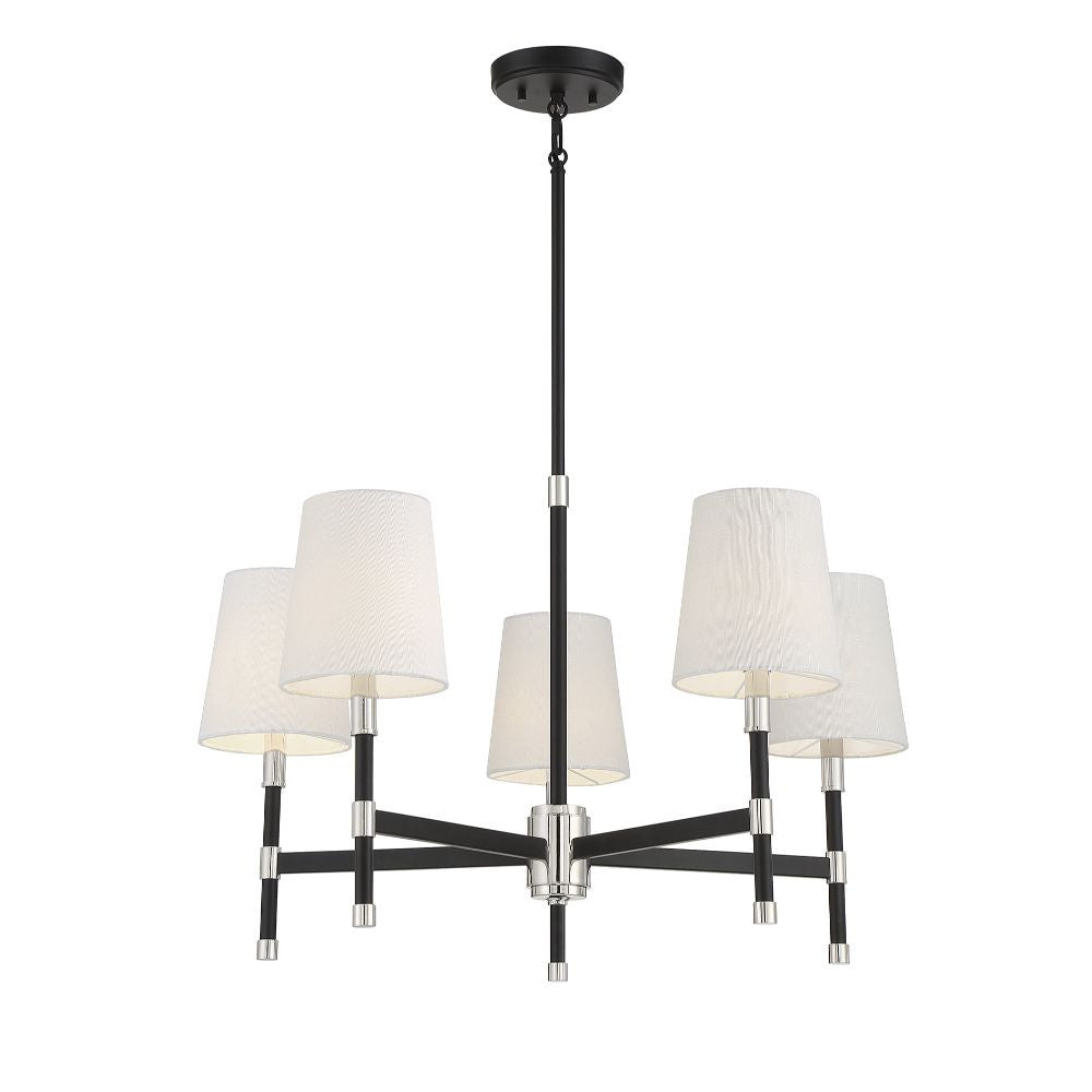 Savoy House Brody 5-Light Chandelier in Matte Black with Polished Nickel Accents 1-1630-5-173