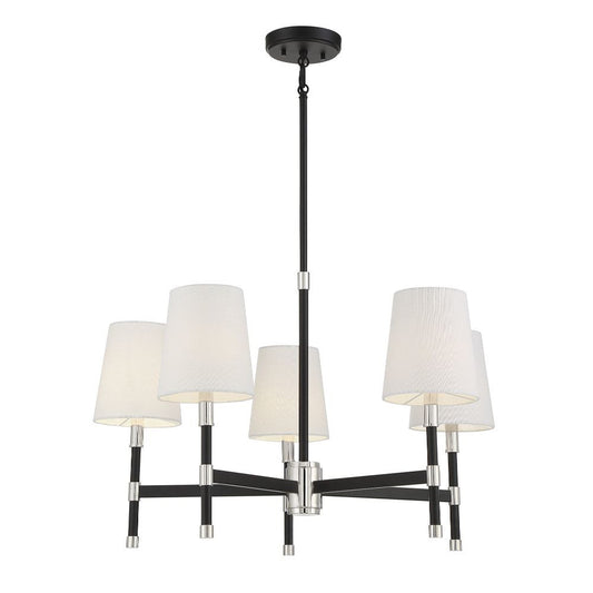 Savoy House Brody 5-Light Chandelier in Matte Black with Polished Nickel Accents 1-1630-5-173