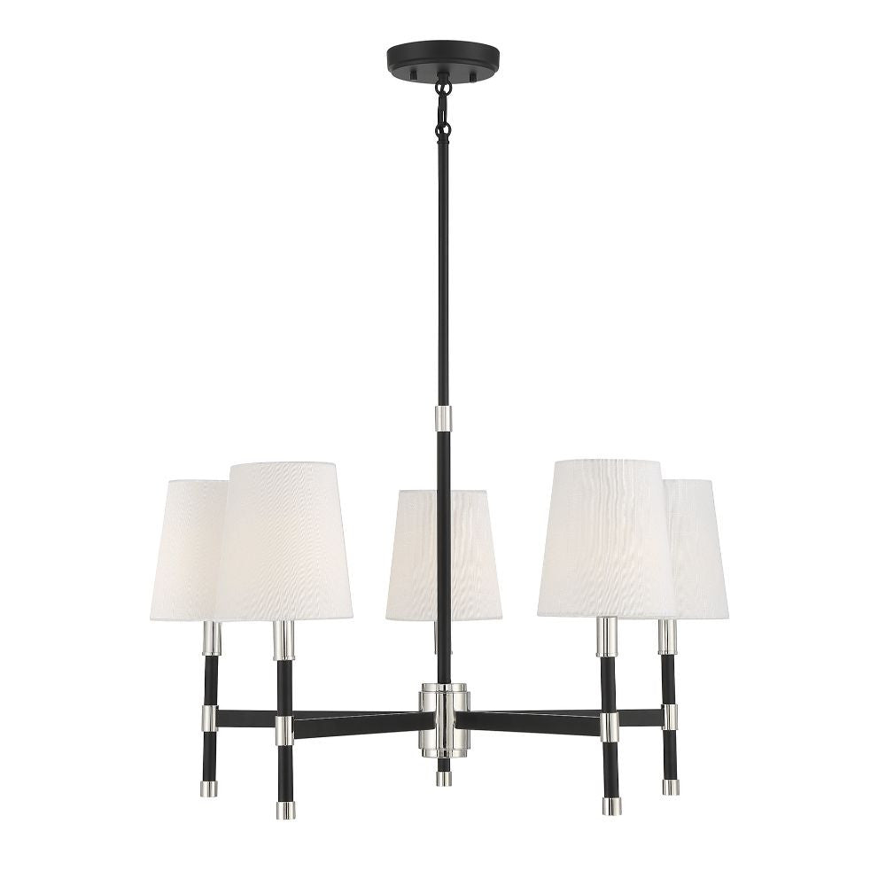 Savoy House Brody 5-Light Chandelier in Matte Black with Polished Nickel Accents 1-1630-5-173