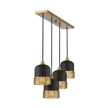 Savoy House Eclipse 4-Light Linear Chandelier in Matte Black with Warm Brass Accents 1-1811-4-143