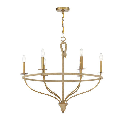 Savoy House Charter 6-Light Chandelier in Warm Brass and Rope 1-1823-6-320