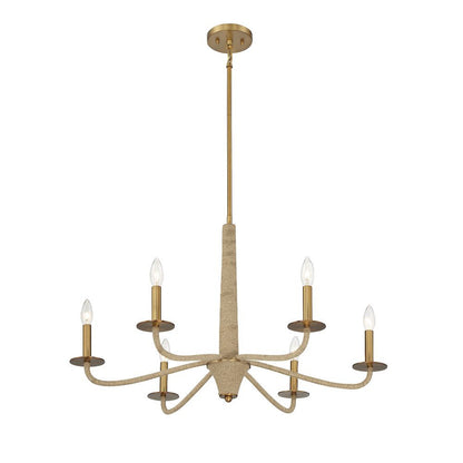 Savoy House Cannon 6-Light Chandelier in Warm Brass and Rope 1-1824-6-320