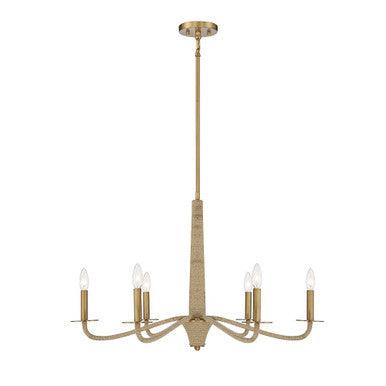 Savoy House Cannon 6-Light Chandelier in Warm Brass and Rope 1-1824-6-320