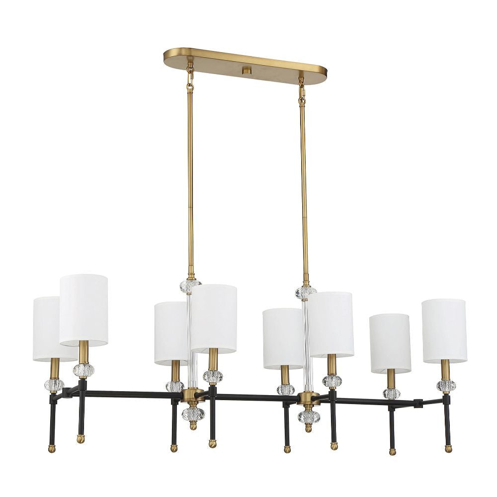 Savoy House Tivoli 8-Light Linear Chandelier in Matte Black with Warm Brass Accents 1-1889-8-143