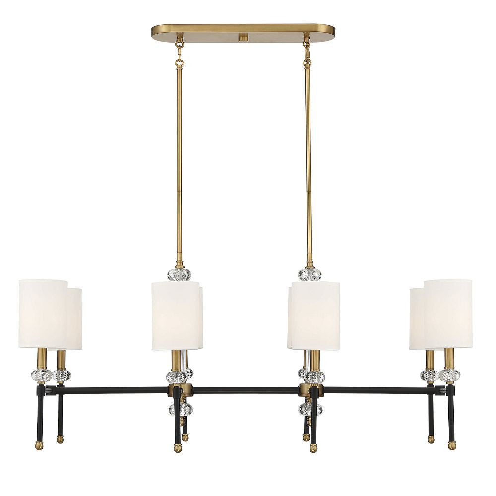 Savoy House Tivoli 8-Light Linear Chandelier in Matte Black with Warm Brass Accents 1-1889-8-143