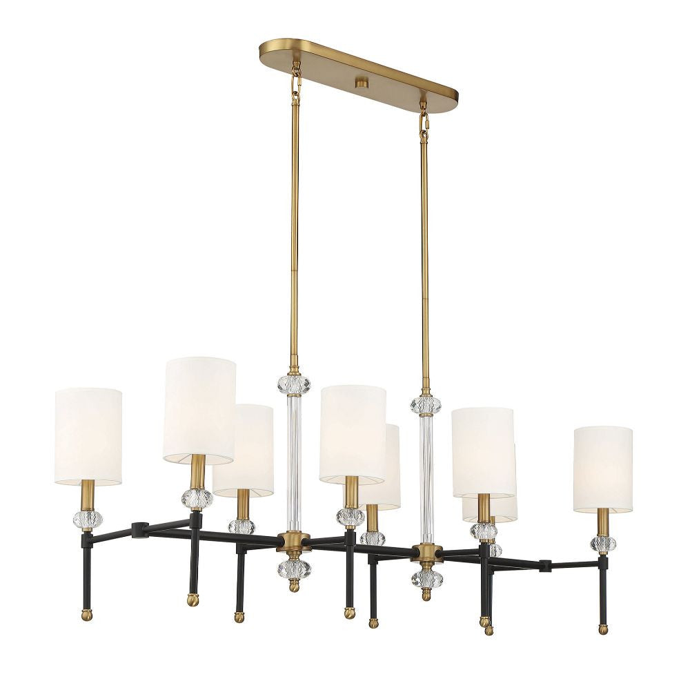 Savoy House Tivoli 8-Light Linear Chandelier in Matte Black with Warm Brass Accents 1-1889-8-143