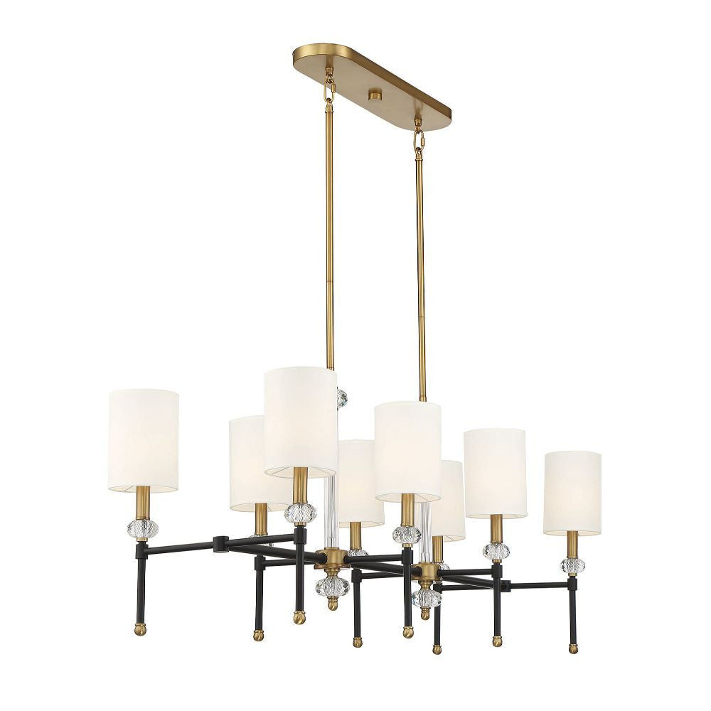 Savoy House Tivoli 8-Light Linear Chandelier in Matte Black with Warm Brass Accents 1-1889-8-143