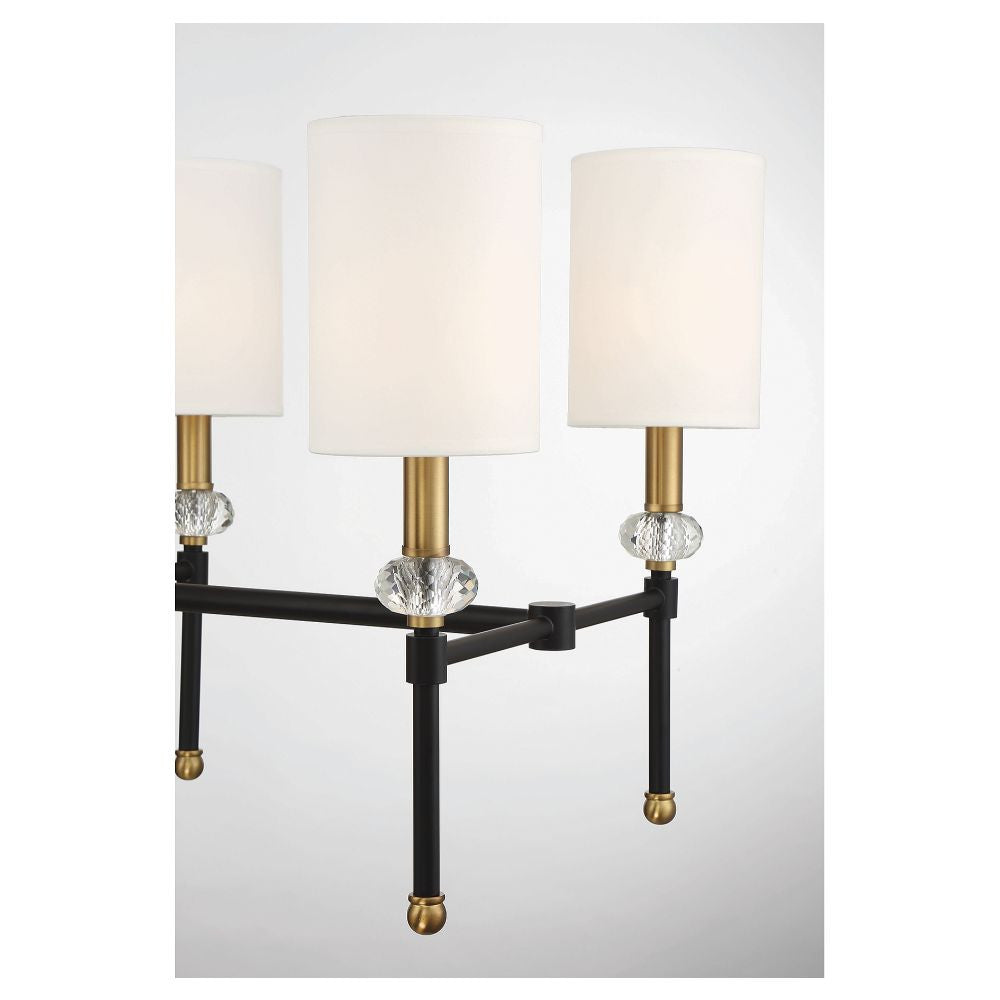 Savoy House Tivoli 8-Light Linear Chandelier in Matte Black with Warm Brass Accents 1-1889-8-143