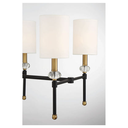 Savoy House Tivoli 8-Light Linear Chandelier in Matte Black with Warm Brass Accents 1-1889-8-143