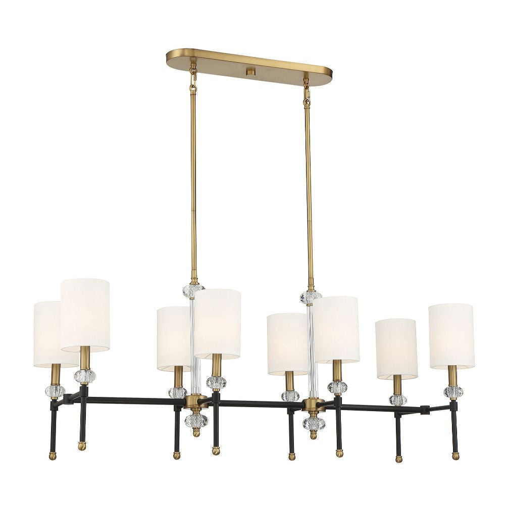 Savoy House Tivoli 8-Light Linear Chandelier in Matte Black with Warm Brass Accents 1-1889-8-143