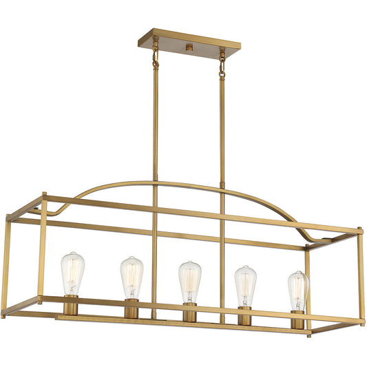 Savoy House Palladian 5 Light  Warm Brass Linear Chandelier in  Warm Brass 1-190-5-322