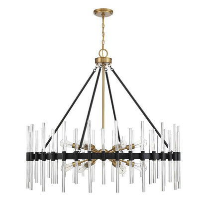 Savoy House Santiago 12-Light Chandelier in Matte Black with Warm Brass Accents 1-1934-12-143