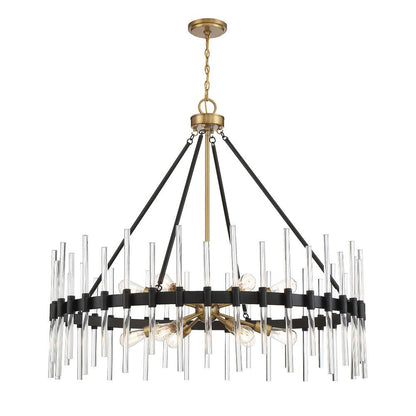 Savoy House Santiago 12-Light Chandelier in Matte Black with Warm Brass Accents 1-1934-12-143