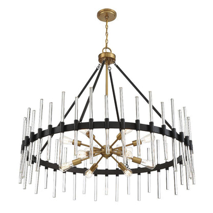 Savoy House Santiago 12-Light Chandelier in Matte Black with Warm Brass Accents 1-1934-12-143