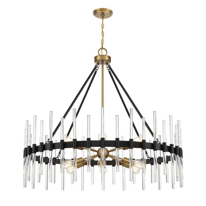 Savoy House Santiago 12-Light Chandelier in Matte Black with Warm Brass Accents 1-1934-12-143