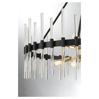 Savoy House Santiago 12-Light Chandelier in Matte Black with Warm Brass Accents 1-1934-12-143