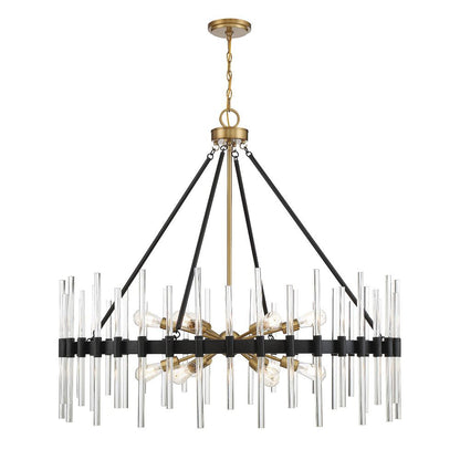 Savoy House Santiago 12-Light Chandelier in Matte Black with Warm Brass Accents 1-1934-12-143