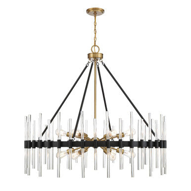 Savoy House Santiago 12-Light Chandelier in Matte Black with Warm Brass Accents 1-1934-12-143