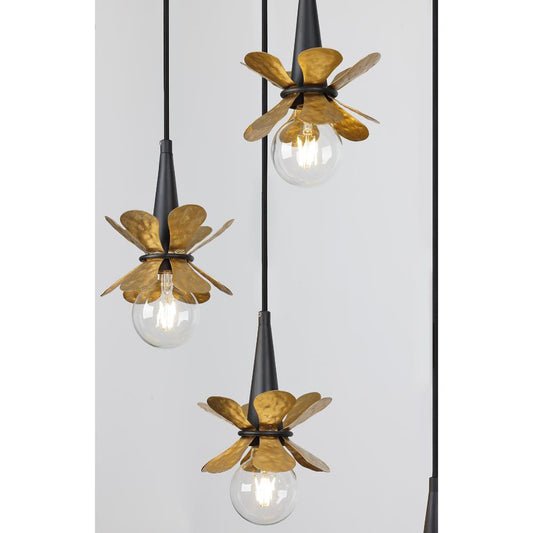 Savoy House Portinatx 9-Light Linear Chandelier in Satin Black with Hammered Gold by Breegan Jane 1-2185-9-103