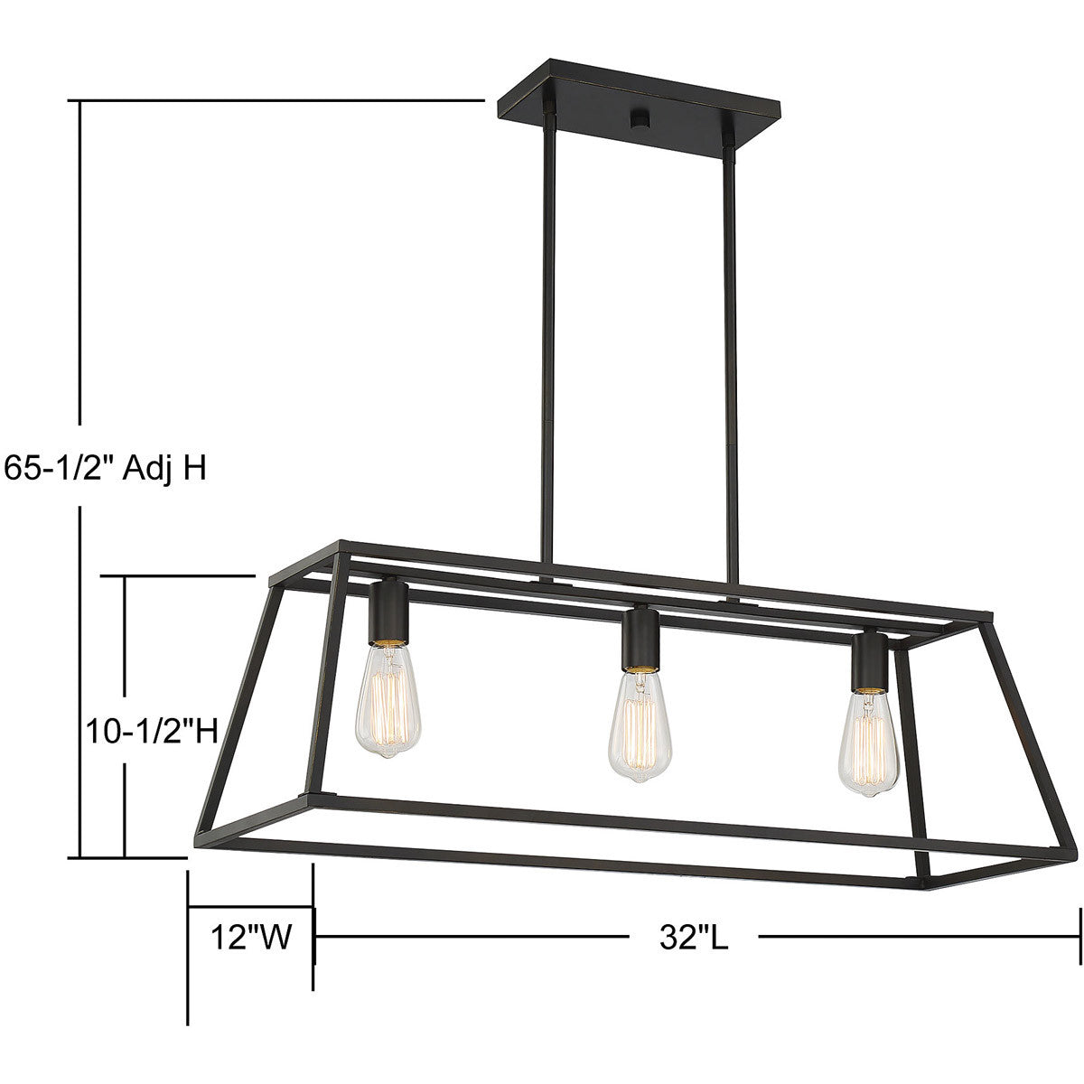 Savoy House Denton 3-Light Linear Chandelier in Classic Bronze 1-326-3-44