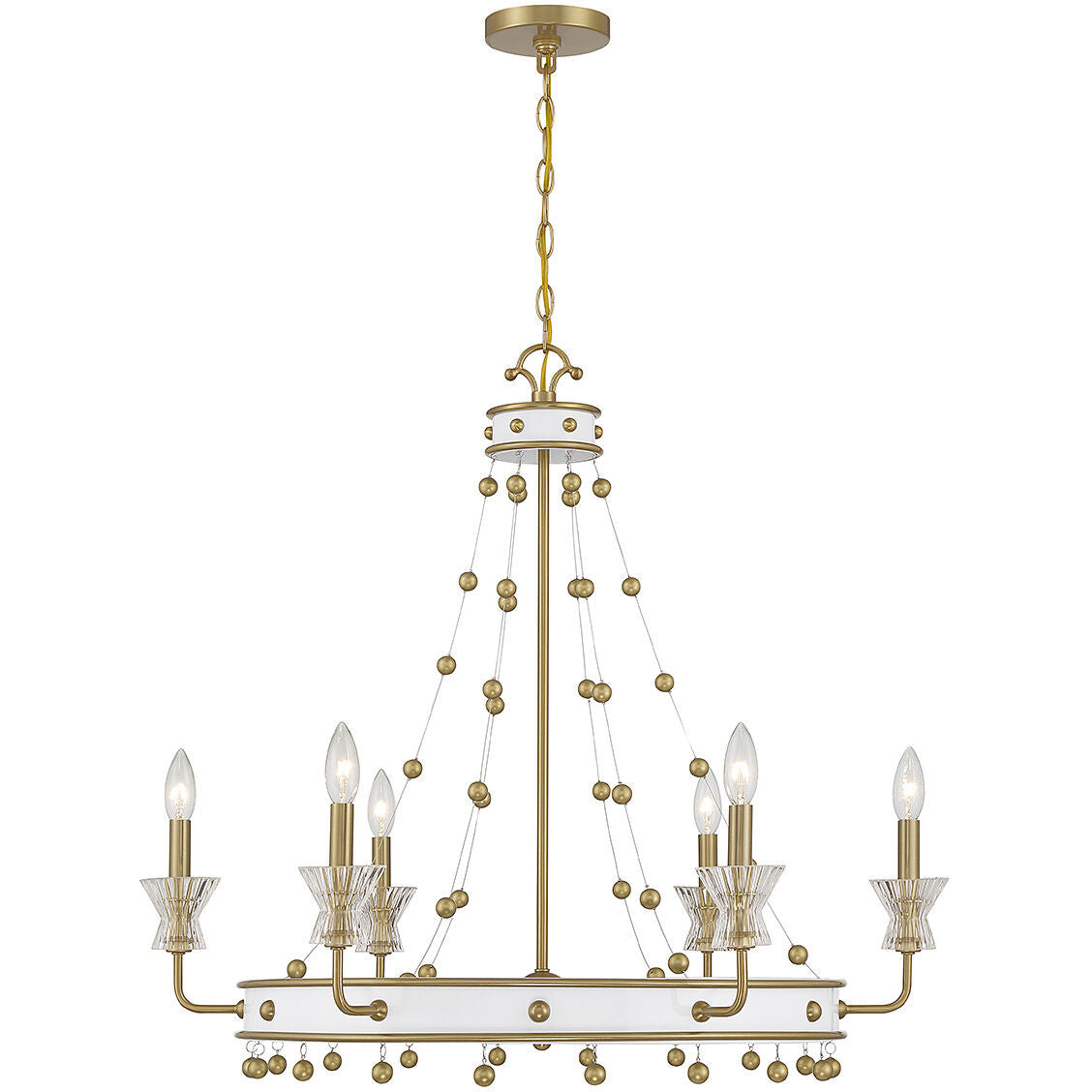 Savoy House Iris 6-Light Chandelier in White with Warm Brass Accents 1-3804-6-142