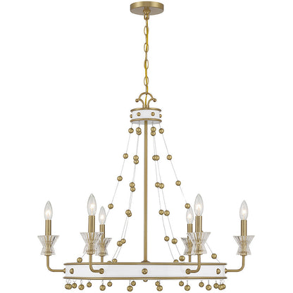 Savoy House Iris 6-Light Chandelier in White with Warm Brass Accents 1-3804-6-142