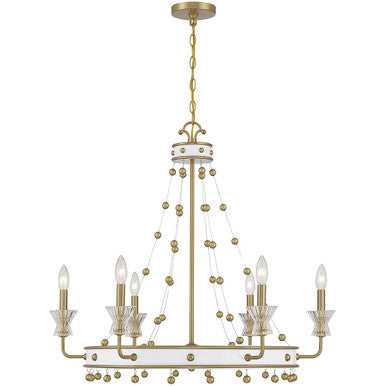 Savoy House Iris 6-Light Chandelier in White with Warm Brass Accents 1-3804-6-142