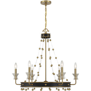 Savoy House Iris 6-Light Chandelier in Matte Black with Warm Brass Accents 1-3804-6-143