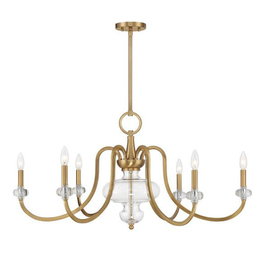 Savoy House Bergdorf 6-Light Chandelier in Warm Brass 1-5802-6-322