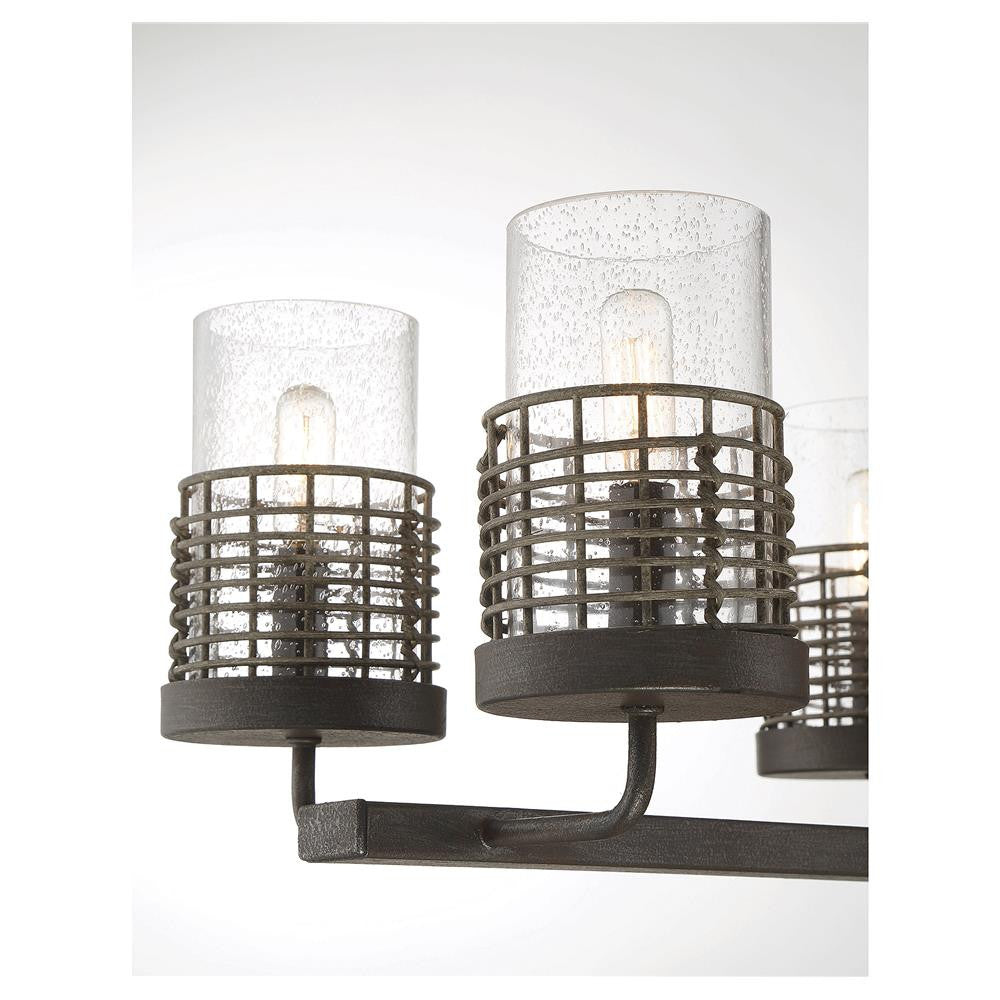 Savoy House Granada 8-Light Linear Chandelier in Gunsmoke with Gray Rattan 1-7779-8-181